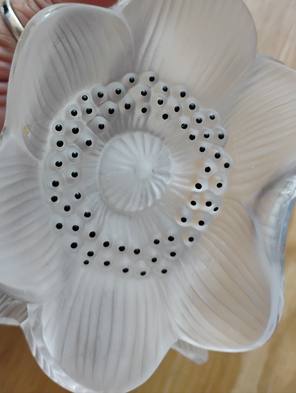 Lalique France Vintage 3 Anemones Flower candlesticks candle holders, 4.5" Pair